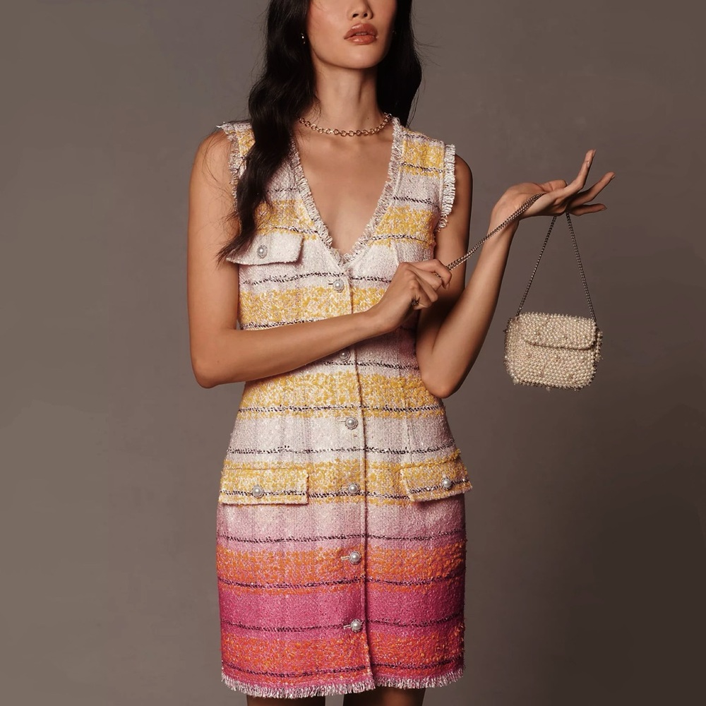 HTF Anthropologie Maeve Sleeveless Tweed Mini Dress - Picture 5 of 6